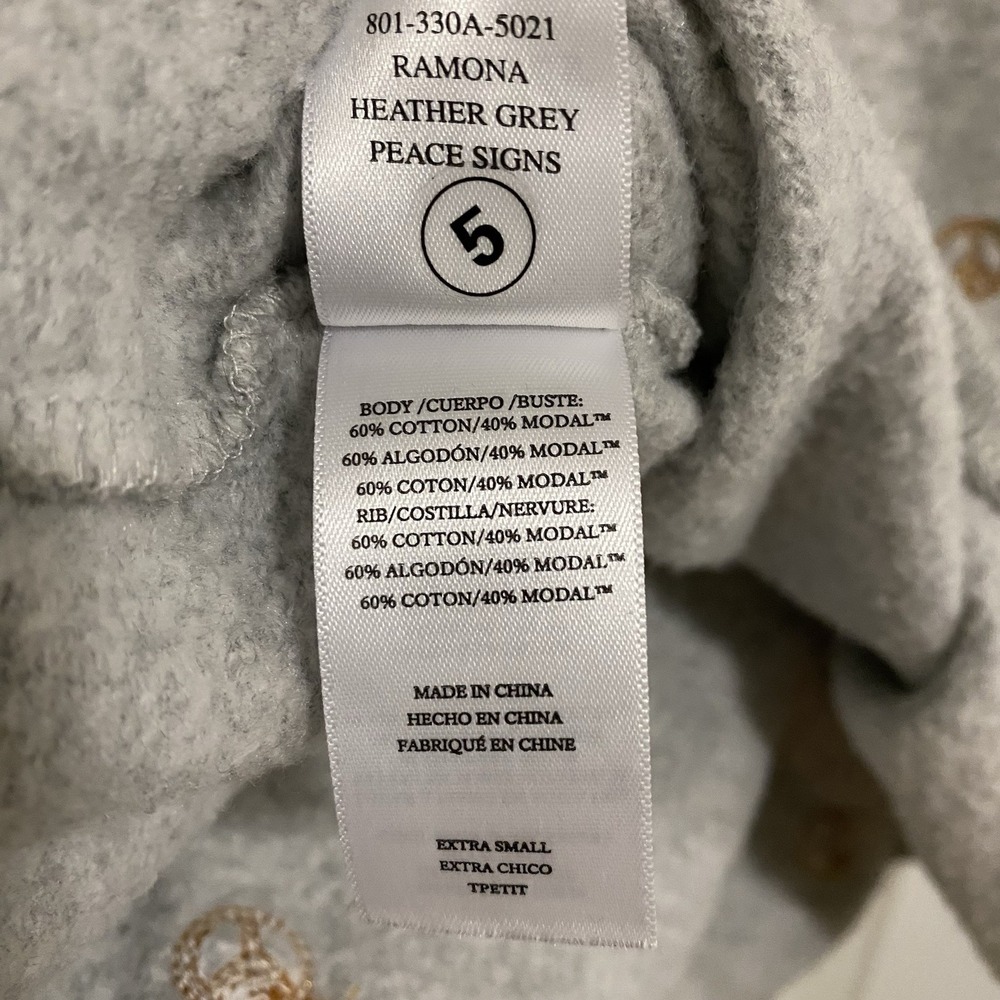 Rails Gold Embroidered Peace Signs Sweat Shirt Size Small - Picture 8 of 8